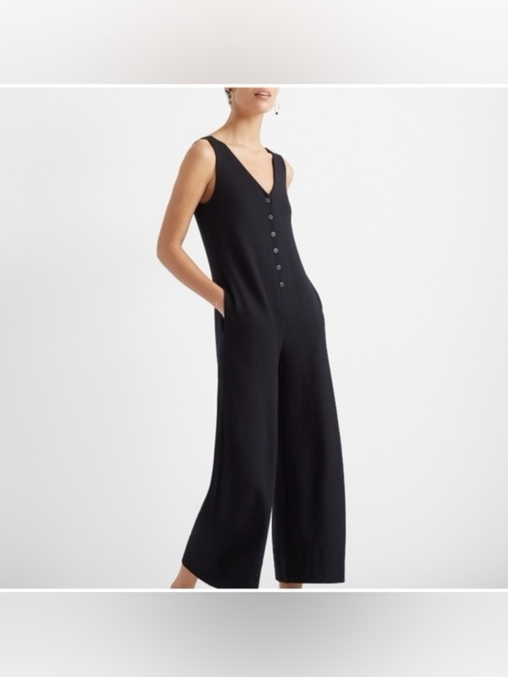 CLUB MONACO A Line Black Button-Front Jumpsuit (M)